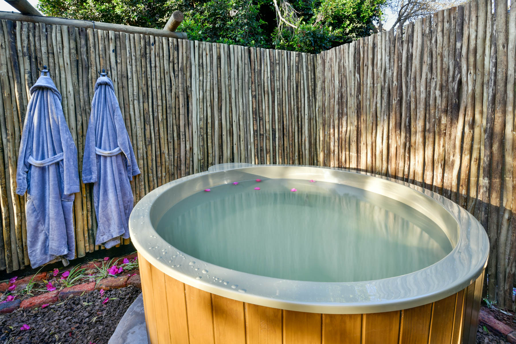Wood fire hot tub and Plunge pool